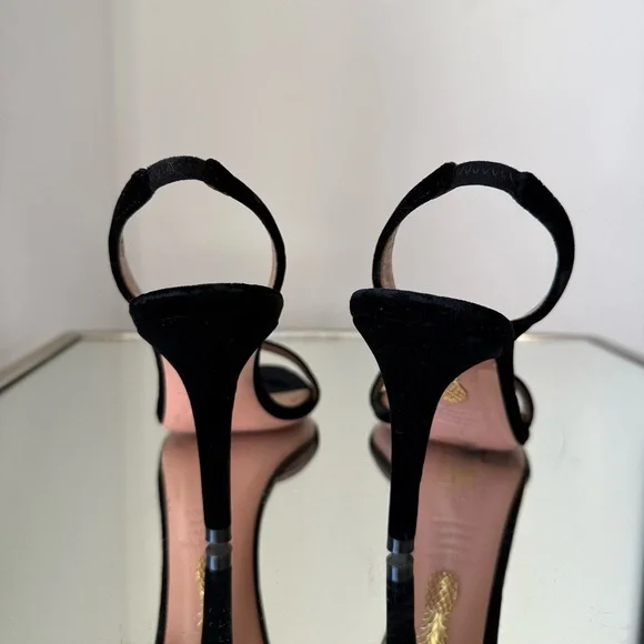 Like new Aquazzura 85mm So Nude Sandals Black Velvet 36 $695